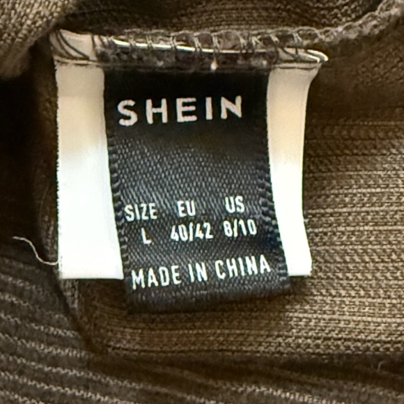 SHEIN brown white fuzzy shacket women’s size large - Picture 6 of 8